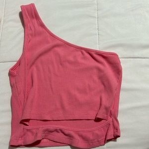 pink one shoulder tank xs
